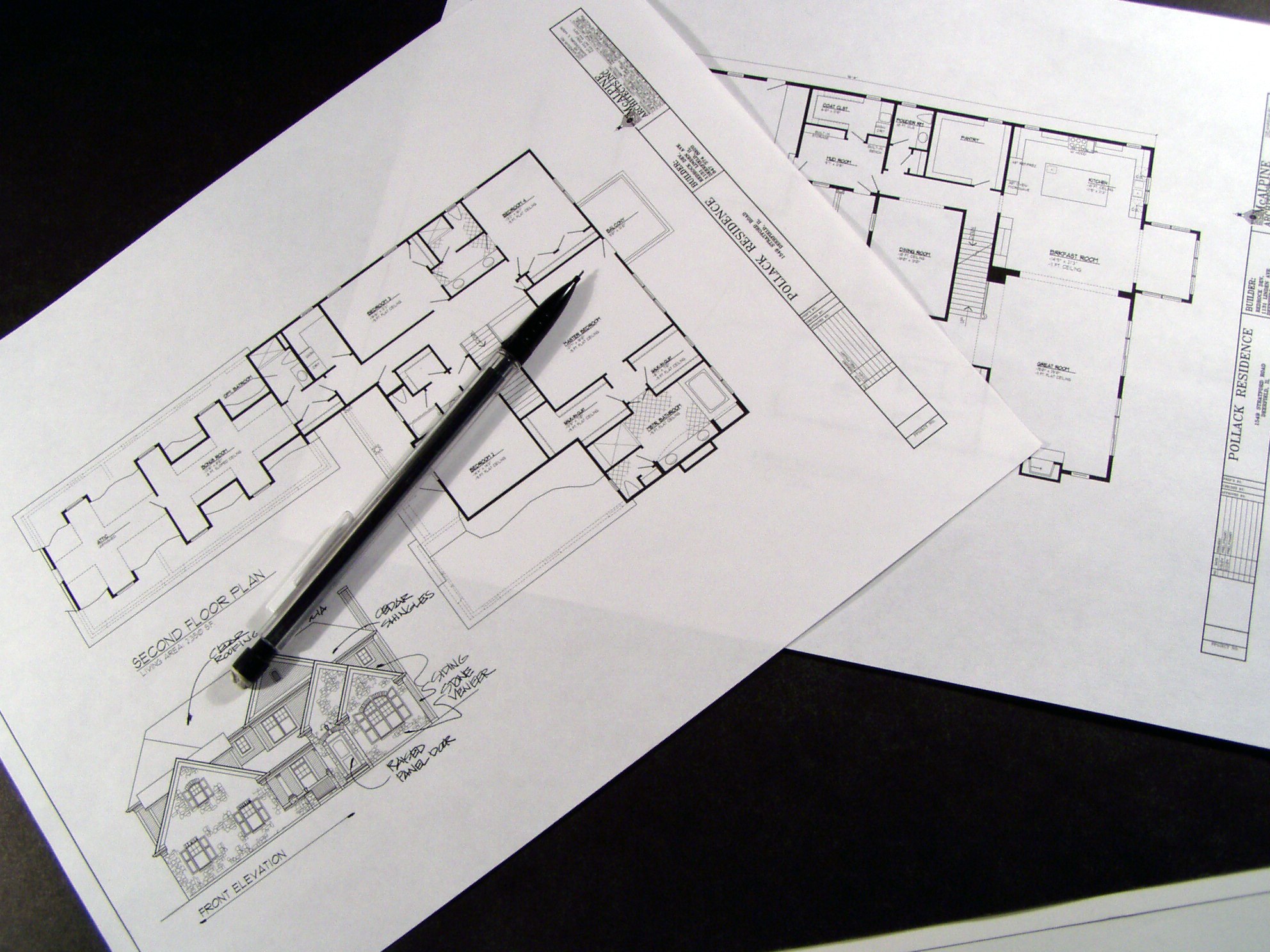 Architectural drawings on a work table
